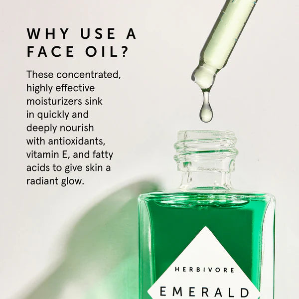 EMERALD Calming Facial Oil for Sensitive Skin - Organic & Natural Anti-Aging Face Oil with Rosehip & Jojoba - Perfect for Dry Skin Care & Nighttime Routine