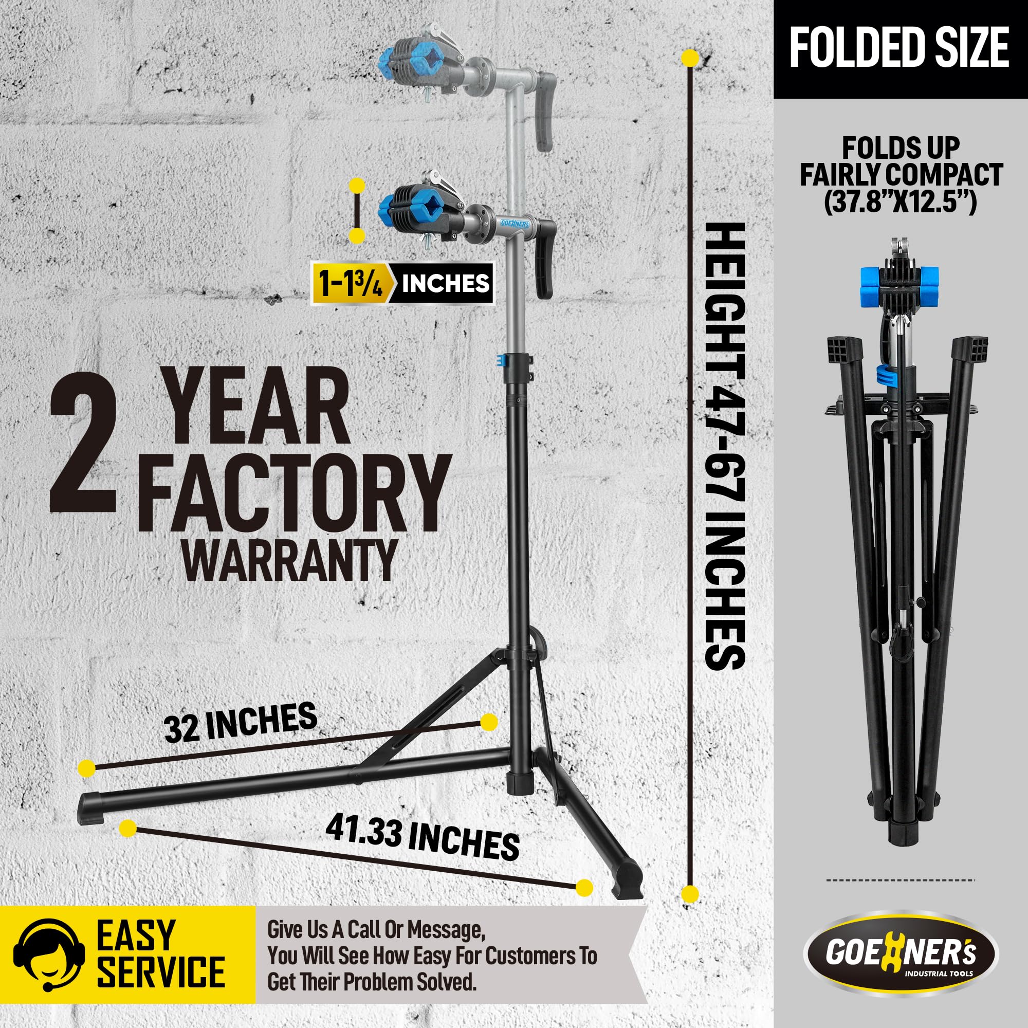 GOEHNER Heavy Duty Bike Repair Stand - 100 lbs Capacity for E-Bikes, Mountain & Road Bikes | Professional Bicycle Maintenance Stand for Home Garage & Bike Shops