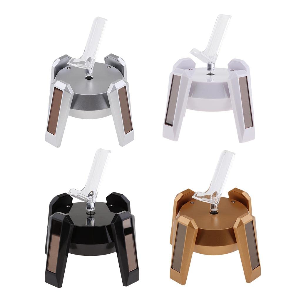 Solar Powered 360° Rotating Turntable - Phone Display Stand with Jewelry Trays in White | Perfect for Jewelry Showcase, Product Photography & Retail Displays | Business & Industrial Display Solutions