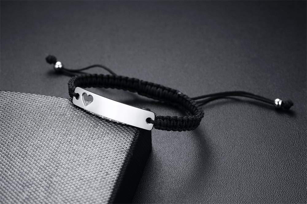 MEALGUET Personalized Couple Bracelets - Custom Engraved Handmade Braided Rope Bracelet for Men & Women - Adjustable Friendship Wristband - Unique Gift for Husband, Boyfriend, Anniversary - Perfect for Couples, Dating & Romantic Occasions
