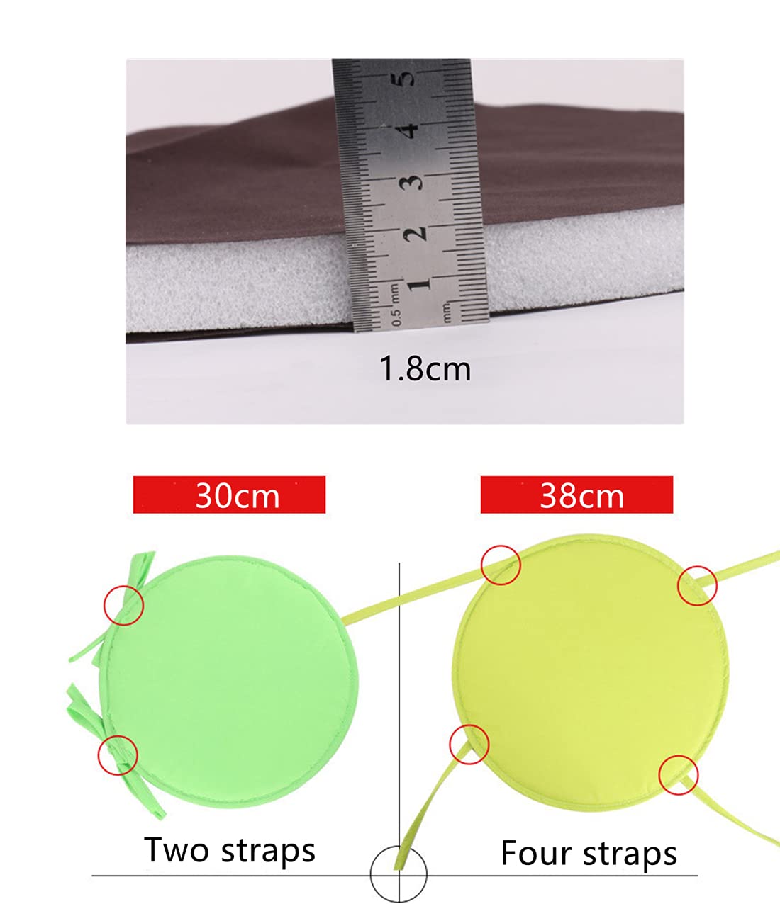 Round Seat Cushions for Patio Chairs - 30cm/38cm Waterproof Outdoor Garden Chair Pads with Removable Cover - Perfect for Indoor/Outdoor Use in Garden, Balcony, and Living Room