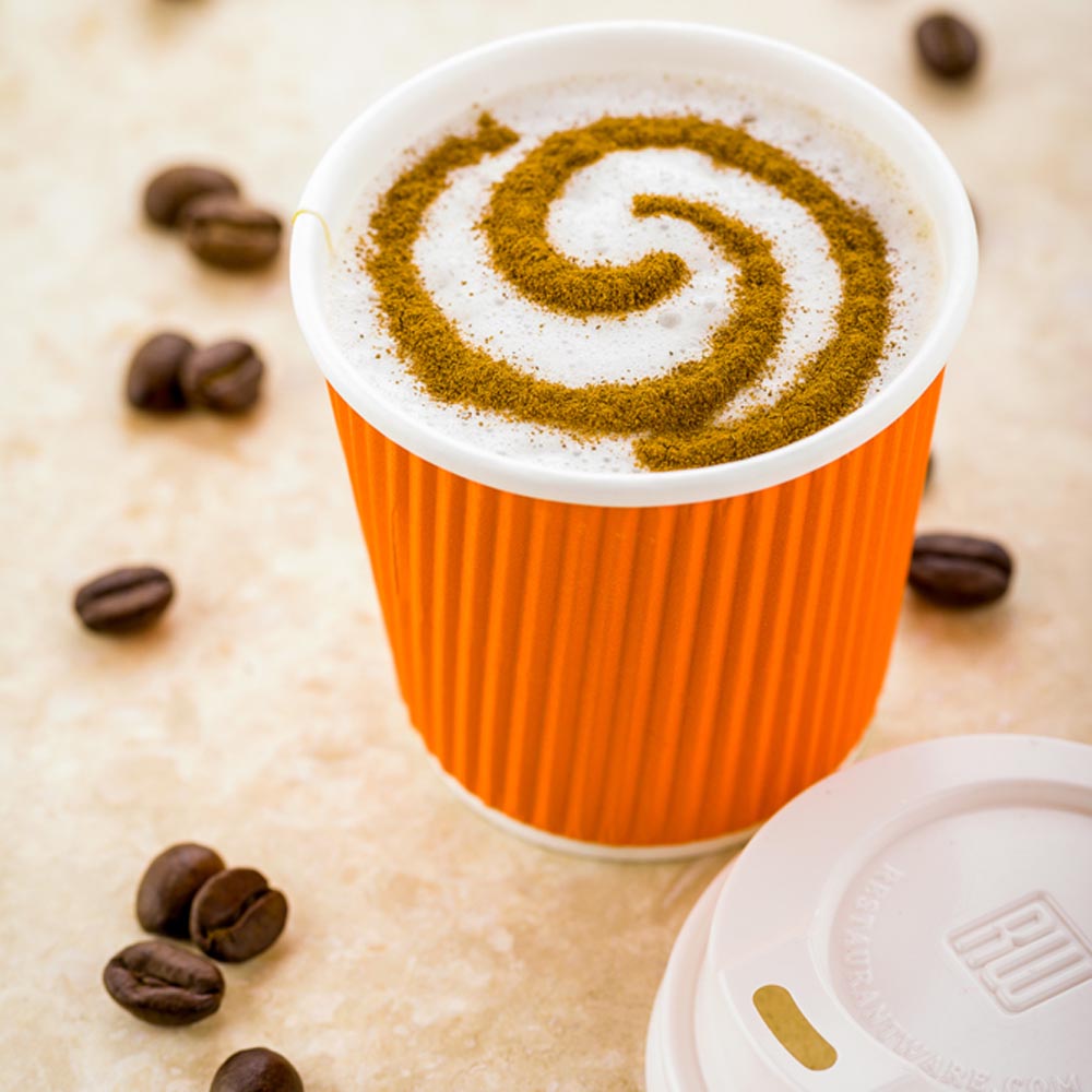 4 oz Tangerine Orange Paper Coffee Cups with Ripple Wall - 2.5