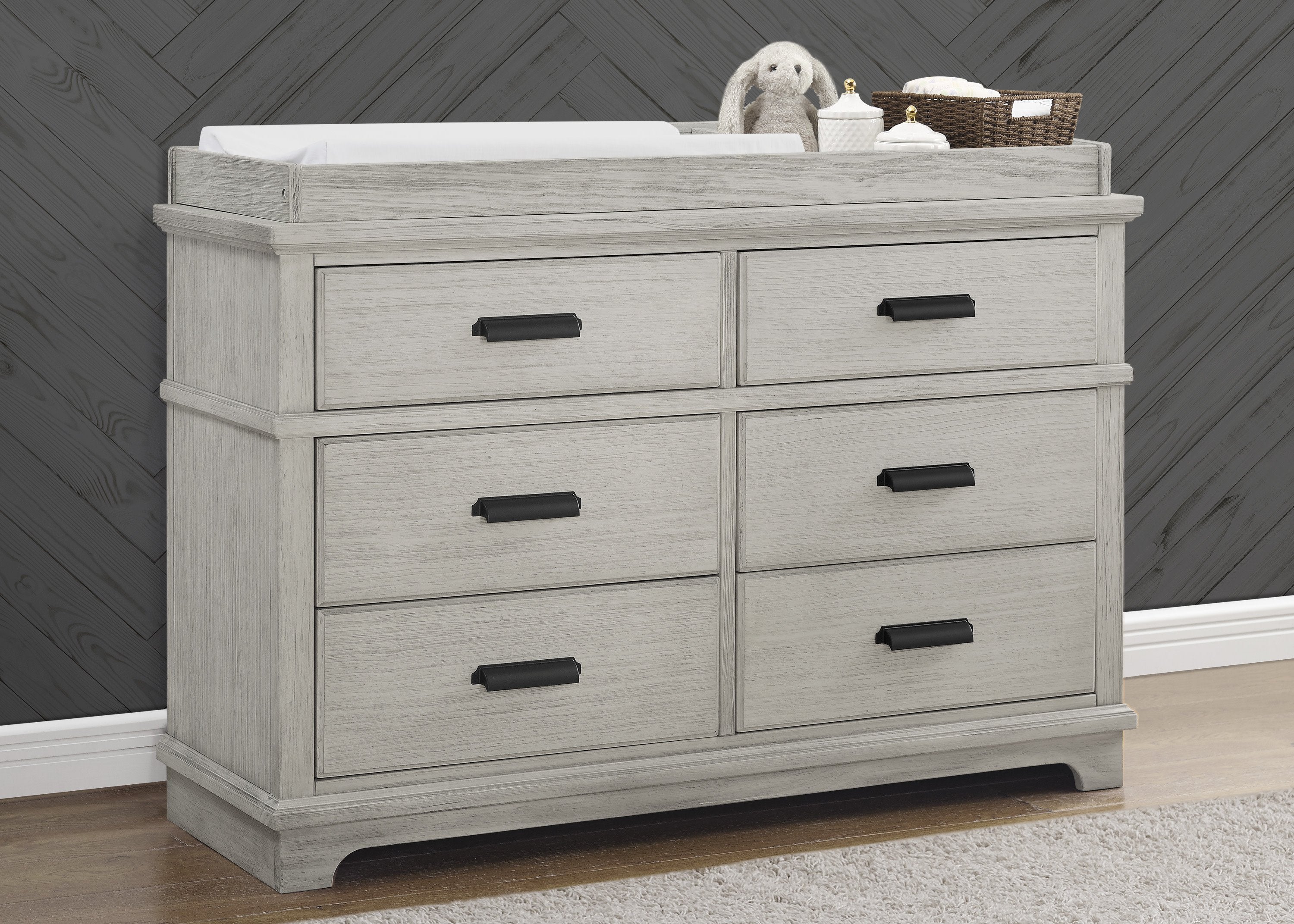Asher 6-Drawer Baby Dresser with Changing Table Top - Nursery Storage Solution for Diapers, Clothes & Baby Essentials | Perfect for Newborns & Toddlers