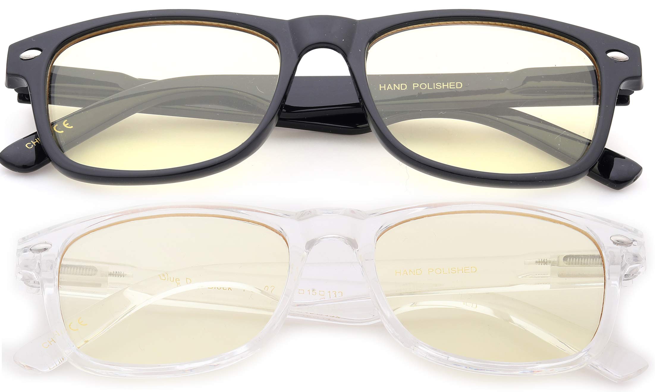 Blue Light Blocking Glasses for Kids & Teens - Anti Eyestrain Computer Glasses for Girls & Boys Ages 3+ (2 Pack - Black & Clear) - Perfect for Online Learning, Gaming & Screen Time Protection