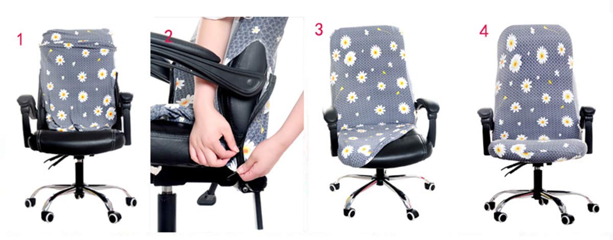 XNN Large Computer Office Chair Cover - Stretchable Protective Slipcover for Boss Chairs, Breathable & Durable (Black) - Perfect for Home Office, Gaming & Executive Workspaces
