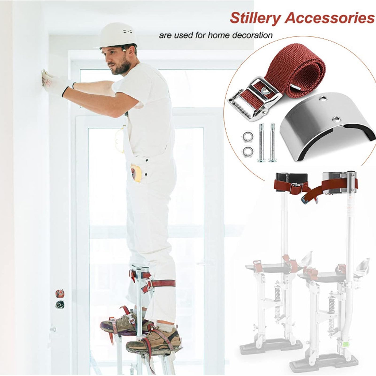 2Pcs Drywall Stilts Leg Straps - Replacement Parts for Home Improvement & Wall Painting