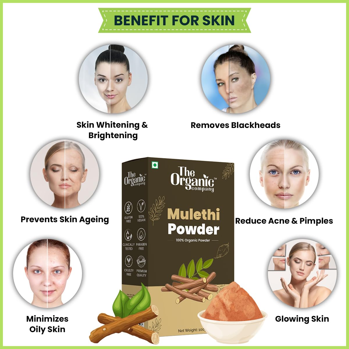 Organic Licorice Root Powder (Yashtimadhu) - 100% Pure Glycyrrhiza Glabra for Skin, Hair & Body Care | Natural Face Mask Ingredient, Herbal Remedy for Glowing Skin & Healthy Hair | DIY Beauty Recipes, Ayurvedic Treatment