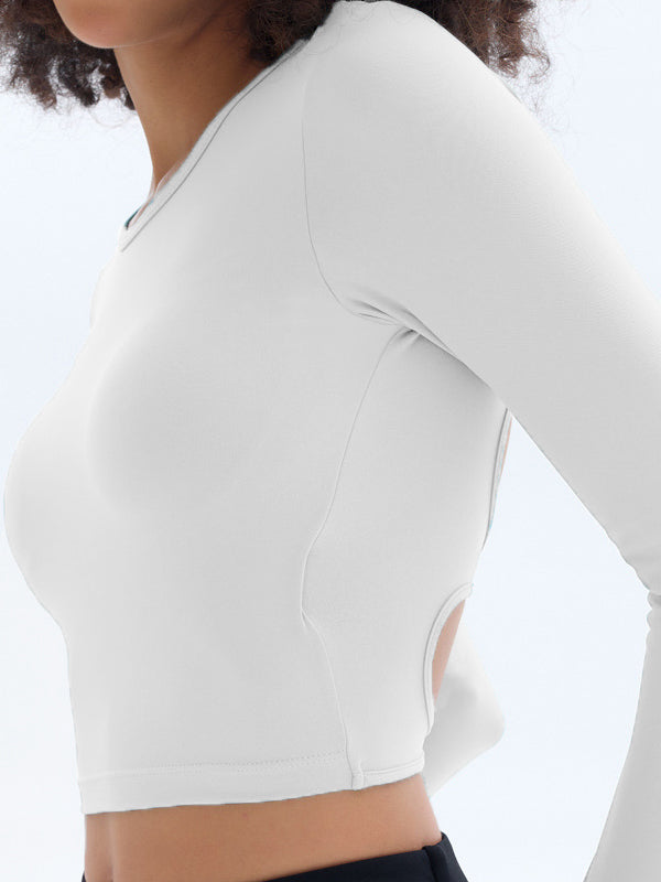 ZASUWA Women's Sexy Hollow Out Long Sleeve Top with Chest Pads & Thumbholes - Perfect for Night Out, Club Wear & Date Night Outfits