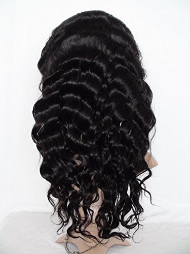12 Inch Full Lace Virgin Human Hair Wigs for Women - Brazilian Remy Deep Wave #1B Off Black - Natural Look for Daily Wear & Special Occasions