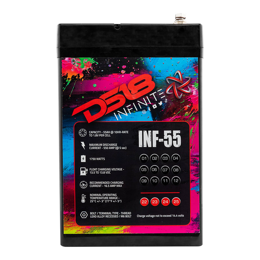 INFINITE 55AH AGM Deep Cycle Battery - 12V Rechargeable Power Cell for Solar Systems, RVs, Boats & Off-Grid Applications