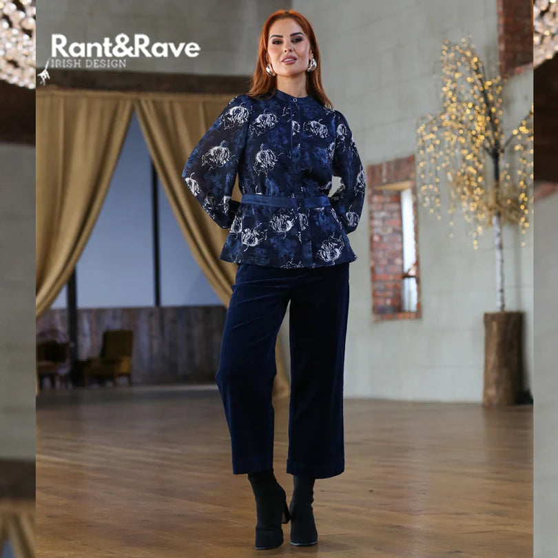 Jelena Navy Blouse for Women - Elegant Casual Tops for Work, Office & Everyday Wear