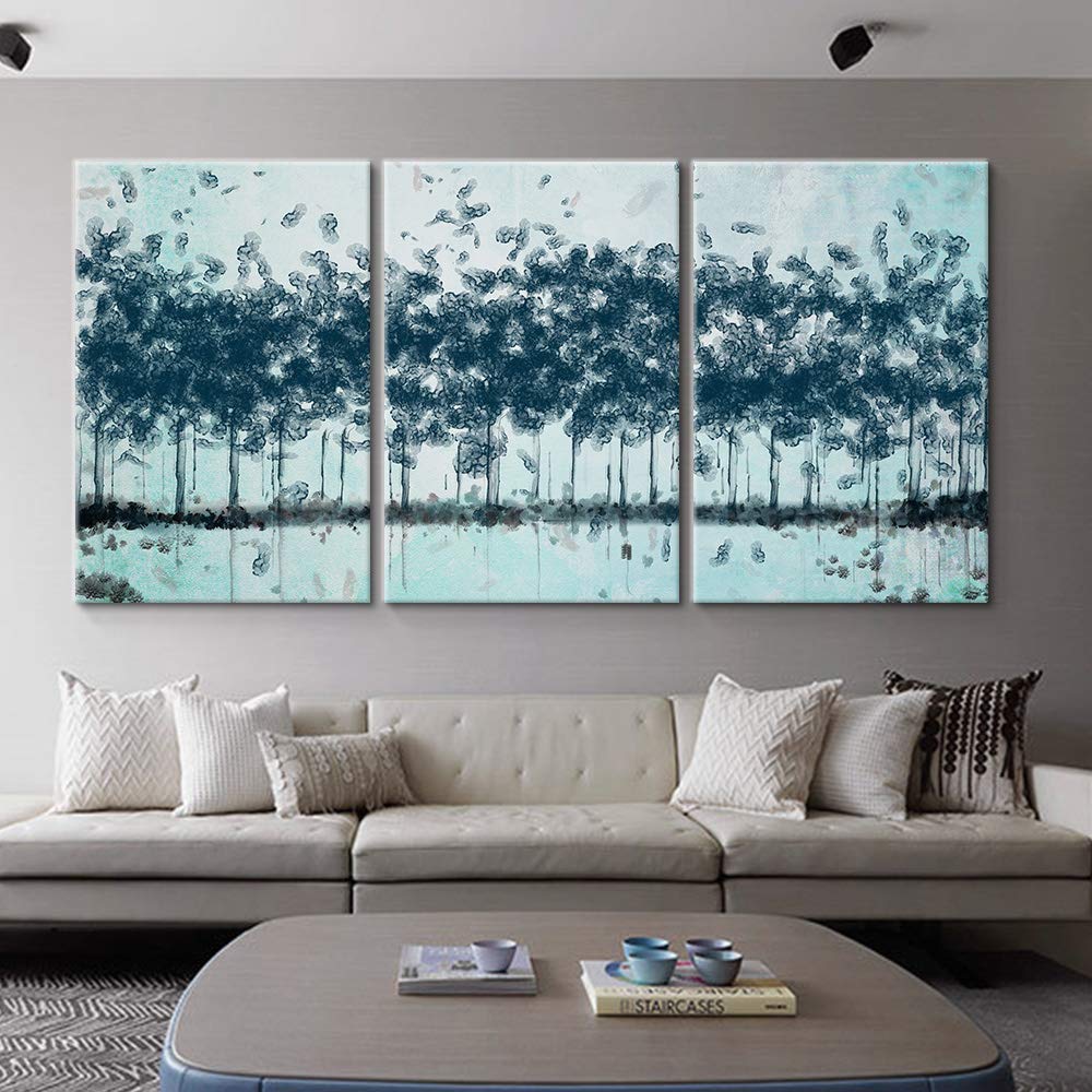Wall26 - 3 Panel Canvas Wall Art - Abstract Oil Painting Tree Forest - Giclee Print for Bedroom & Living Room Decor - 24