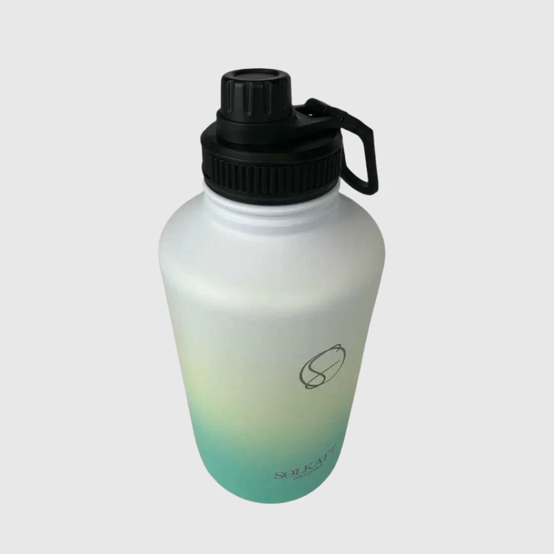 Premium Ocean Aqua Insulated Water Bottle 1.9L (64oz) - Stainless Steel Vacuum Flask with Leakproof Lid - Keep Drinks Cold 24Hrs/Hot 12Hrs - Perfect for Gym, Hiking, Camping & Outdoor Activities