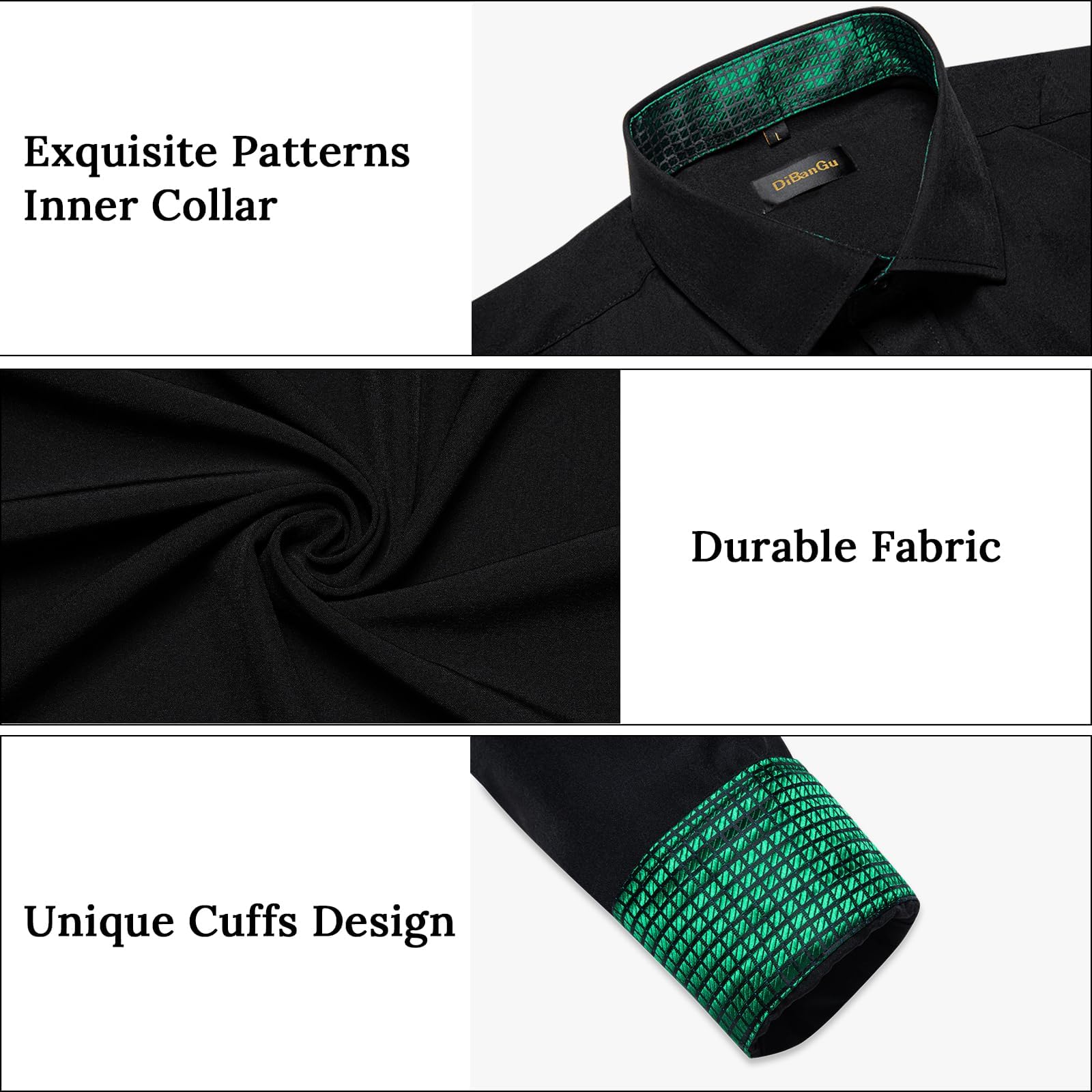 DiBanGu Men's Button Down Shirts - Casual Long Sleeve Dress Shirt, Regular Fit Cotton Shirt with Contrast Inner for Business & Formal Wear | Office, Interview, Wedding & Special Occasions