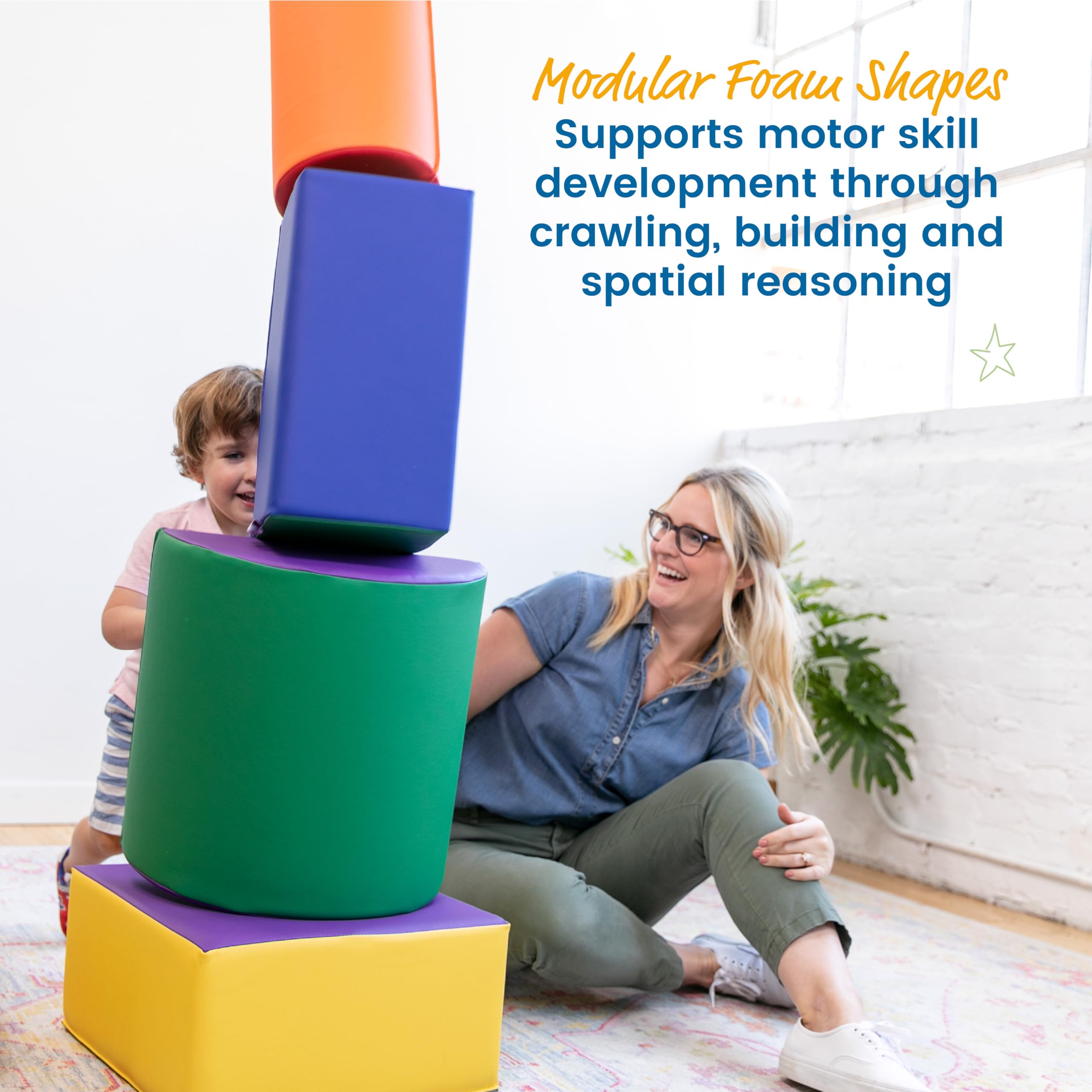 ECR4Kids SoftZone Climb and Crawl Playset - 5-Piece Foam Building Blocks for Toddlers | Safe Indoor Play Equipment for Daycare, Preschool & Home Playroom