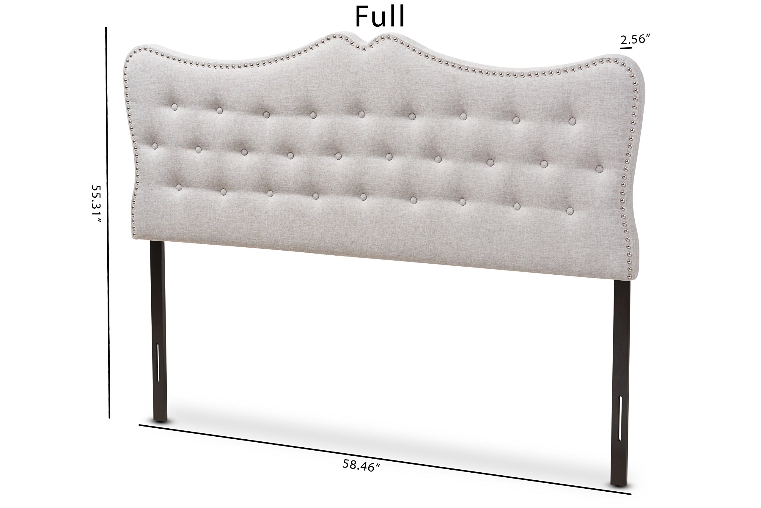 Baxton Studio Allina Modern Fabric Queen Size Headboard - Greyish Beige Upholstered Bed Frame Headboard for Master Bedroom, Guest Room & Home Decor