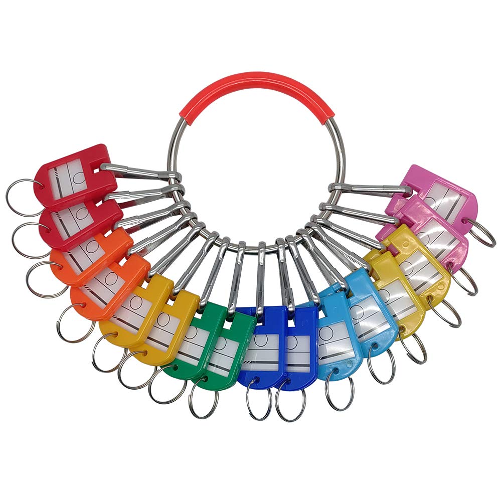 LABEN Portable Metal Key Organizer with 16 Spring Hooks & Key Tags - Compact Keychain Holder with Label Window for Home, Office, Car Keys - Perfect for Key Management and Organization