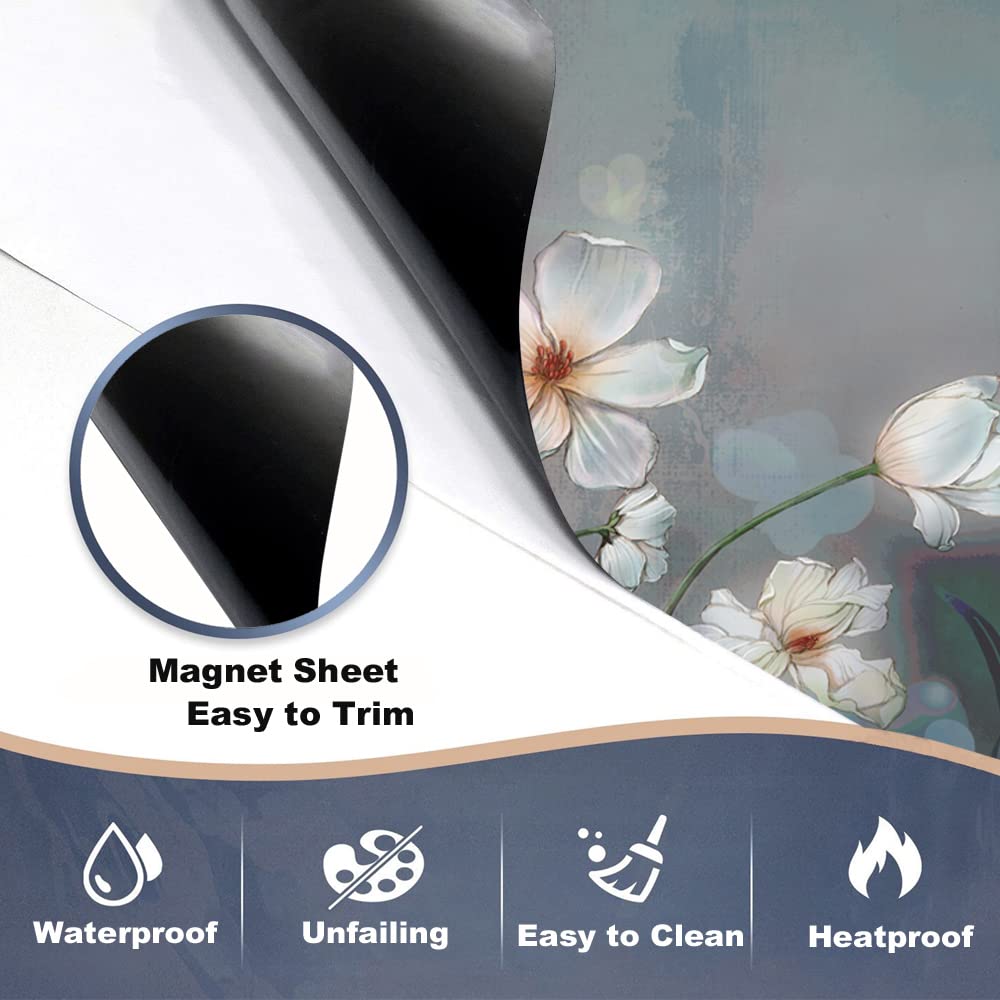 Stylish White Floral Dishwasher Cover - Decorative Magnetic Panel for Front Dishwasher Door, Kitchen Appliance Decal | Perfect for Modern Kitchens & Home Decor