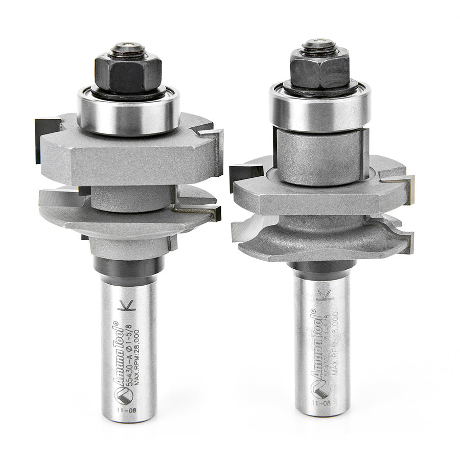 Amana 55430 2-Piece Stile and Rail Router Bit Set - 1/2 Inch Shank for Woodworking & Cabinet Making - Perfect for Door Frames, Cabinet Doors, and Furniture Edges