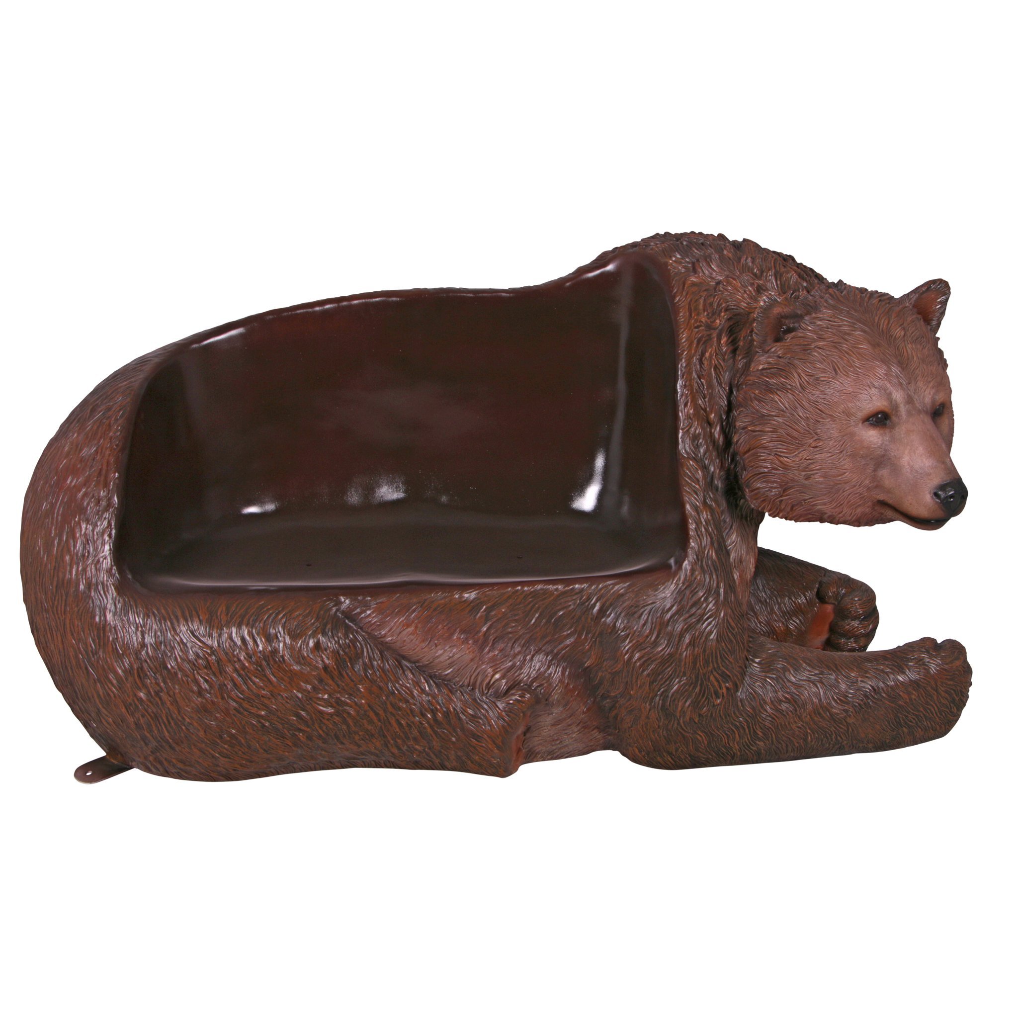 Design Toscano Brawny Grizzly Bear Outdoor Garden Bench - 79 Inch Resin Sculptural Seat with Brown Finish - Perfect for Patio, Lawn, and Backyard Decor