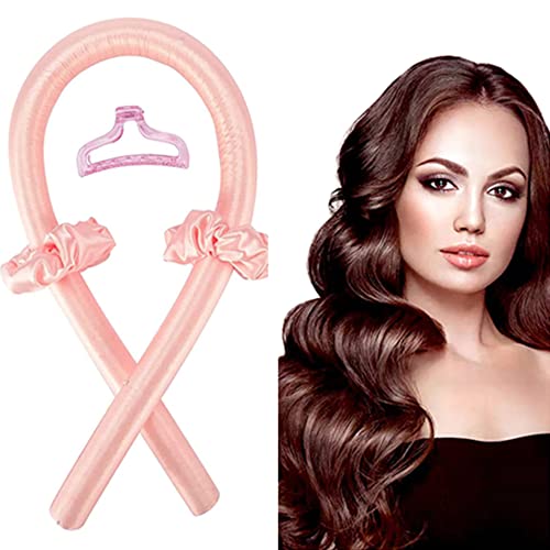 Mmnuagebleu Heatless Hair Curler for Long Hair - No Heat Curling Rod Headband with Hair Clips & Scrunchie | Overnight Heatless Curls for Natural Hair (Pink) | Perfect for Bedtime Styling & Damage-Free Waves