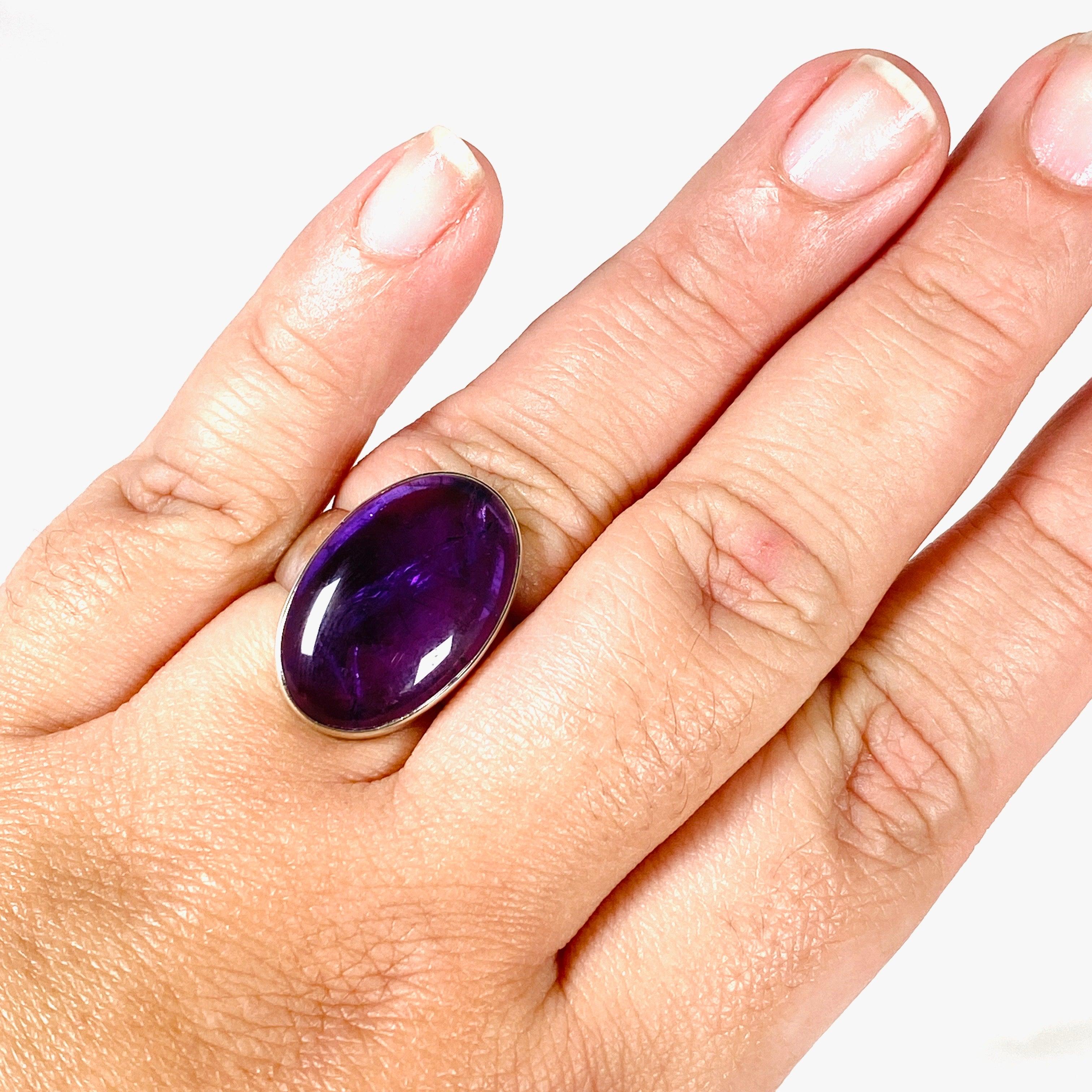 Amethyst Oval Ring for Women - Size 11 - KRGJ2968 - Elegant Purple Gemstone Jewelry for Everyday Wear & Special Occasions