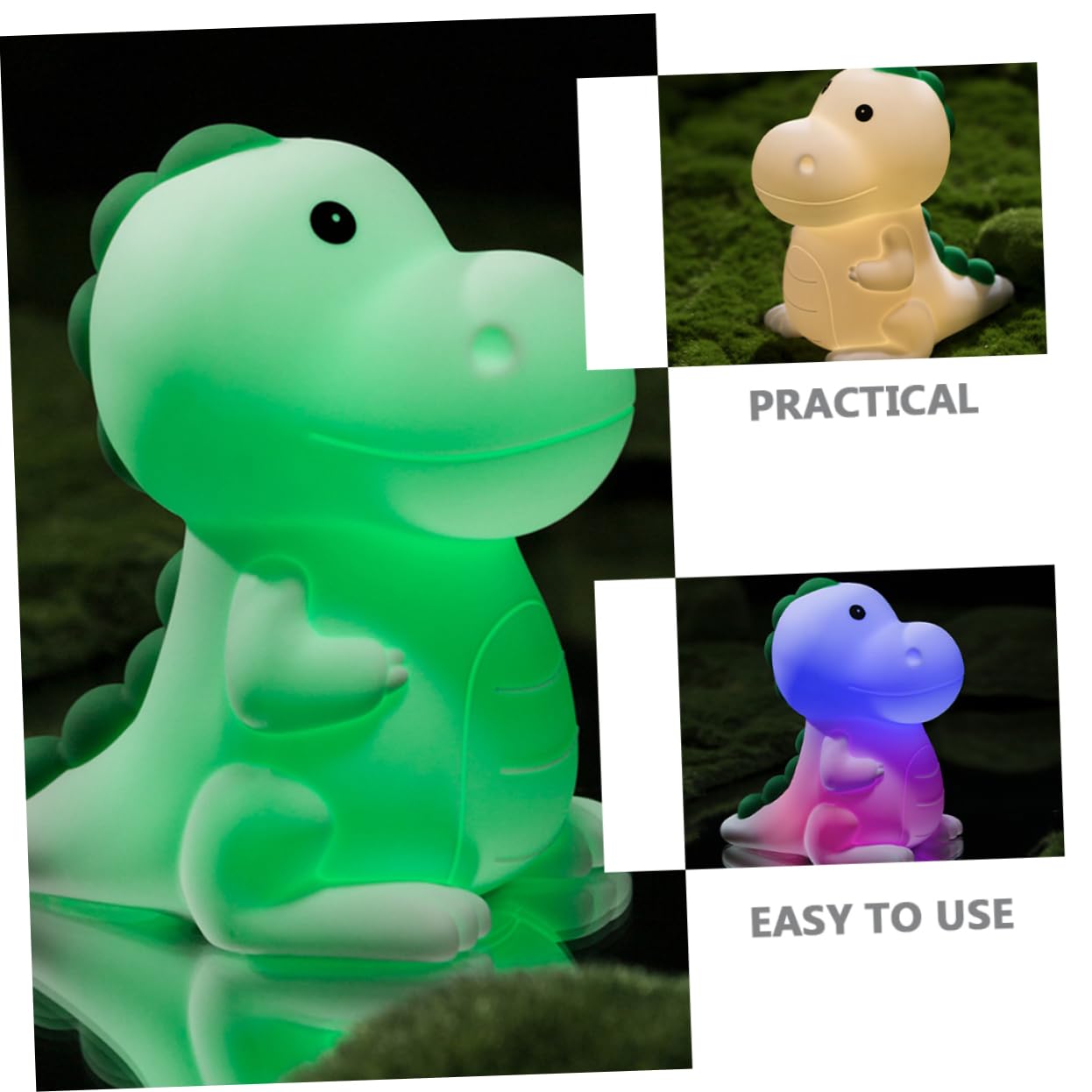 WATIIFUFU Rechargeable Silicone Dinosaur Night Light for Kids - Touch Dimming LED Nursery Lamp, Cute Dino Decor for Bedroom, Baby Shower Gift & Children's Room Lighting (Perfect for Bedtime, Playtime & Decor)