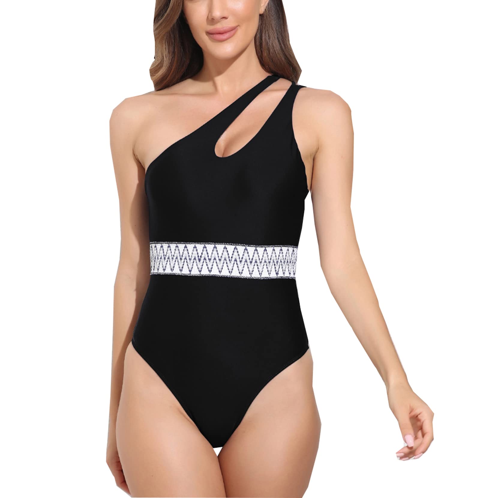 Easyoyo Women's One Shoulder Vintage Monokini Swimsuit - Sexy Cut Out Bathing Suit for Beach, Pool & Summer Vacations