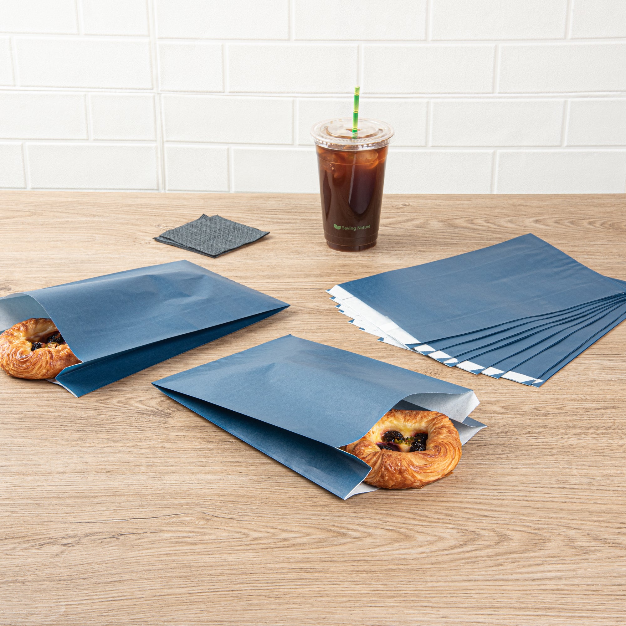Midnight Blue Paper French Fry Bags | 7x3x11 Inches | 100 Count Box | Perfect for Snacks, Fast Food & Party Serving