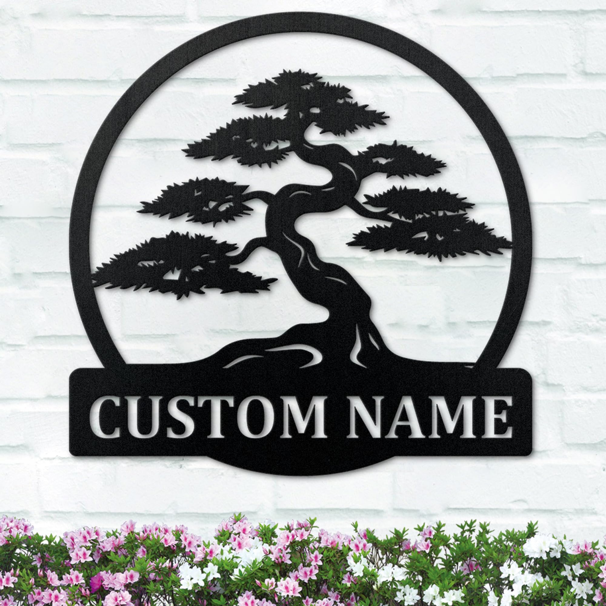Custom Name Sign Personalized Bonsai Tree Metal Wall Art - Unique Home Decor Gift for Housewarming, Wedding & Nursery Decoration