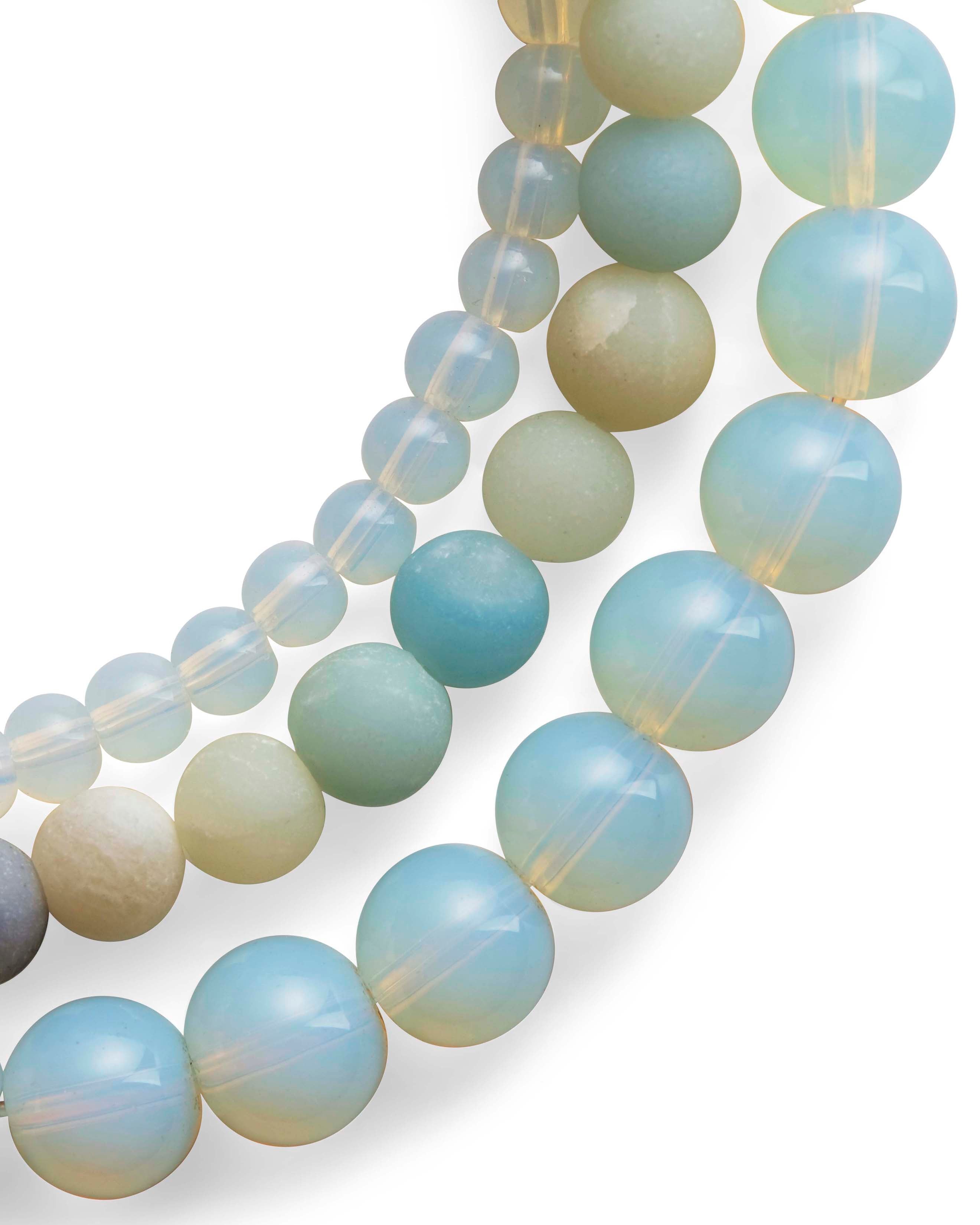 Opalite and Amazonite Stretch Bracelet Set of 3 - Adjustable Crystal Healing Bracelets for Women, Yoga, Meditation & Positive Energy
