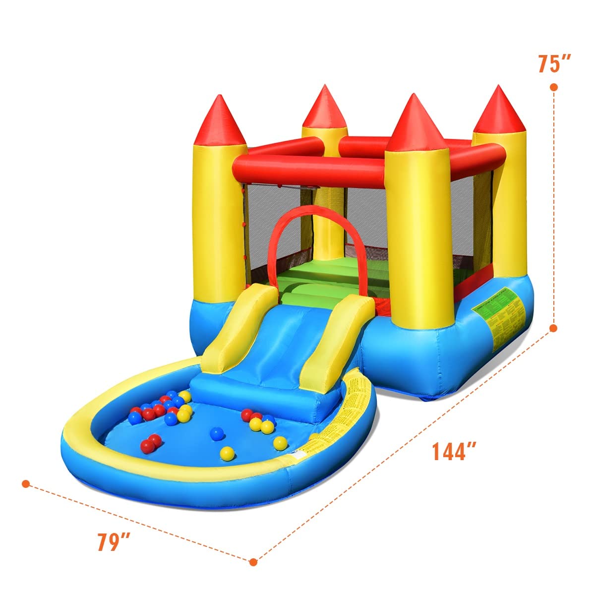 **Costzon Inflatable Water Slide Bounce House with Ball Pit & Splash Pool – Kids Bouncy Jump Castle for Backyard Fun, Outdoor Birthday Parties, Summer Water Play & Toddler Gifts**