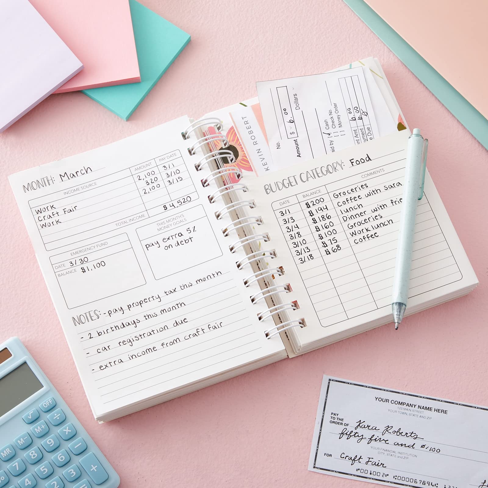 Floral Budget Planner - 24 Pockets Bill Organizer & Debt Tracker for Monthly Payments (5x7 In) - Perfect for Home & Office Finance Management