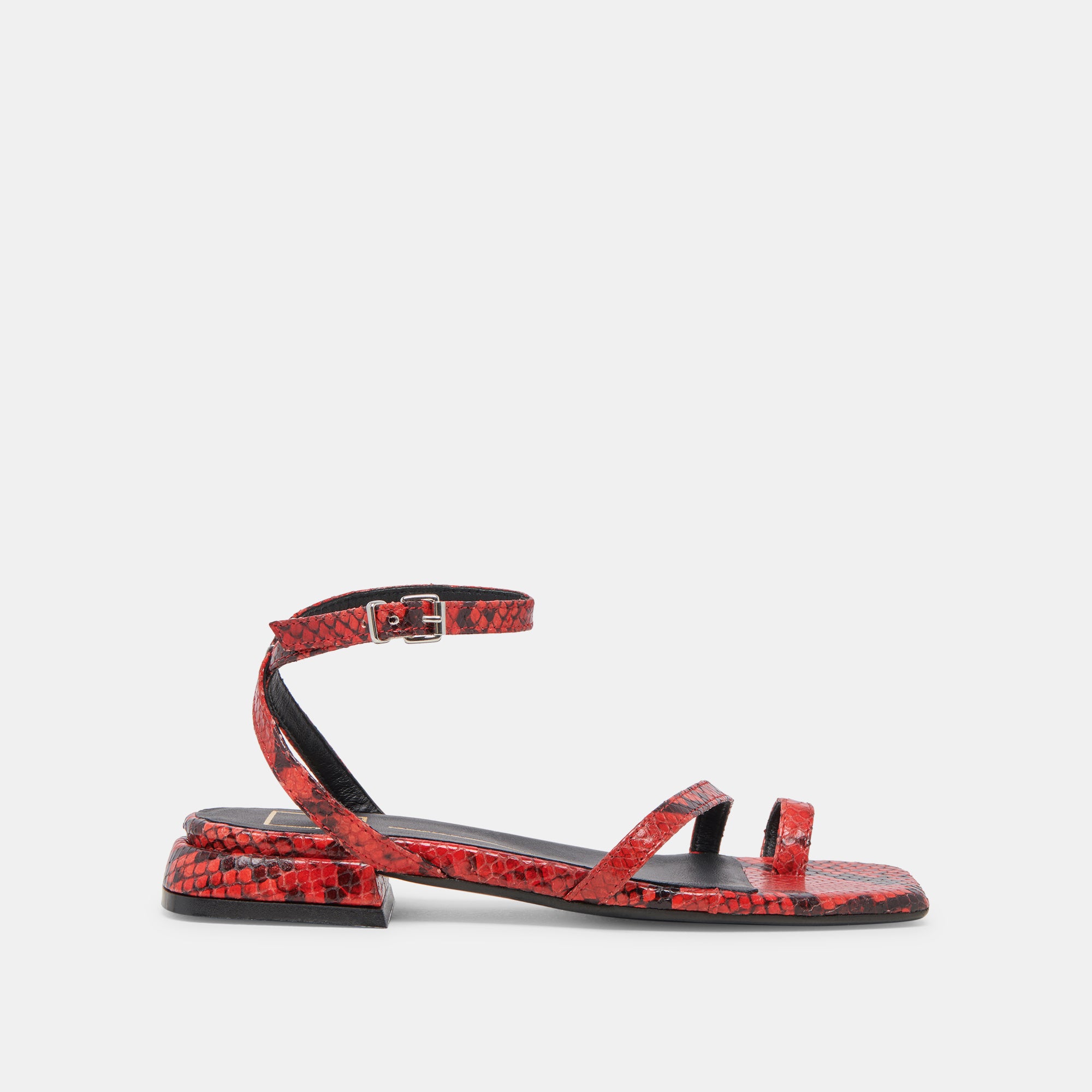 LEXI Women's Red Snake Embossed Sandals - Stylish & Comfortable for Summer, Beach, and Casual Outings