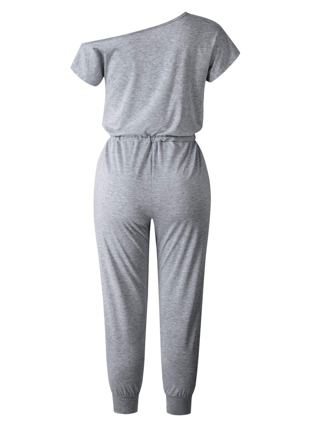 QUEENIE VISCONTI Women's Off Shoulder Jumpsuit - Short Sleeve Casual Romper with Skinny Long Pants & Pockets | Perfect for Summer Outfits, Beach Vacations, and Night Out Parties