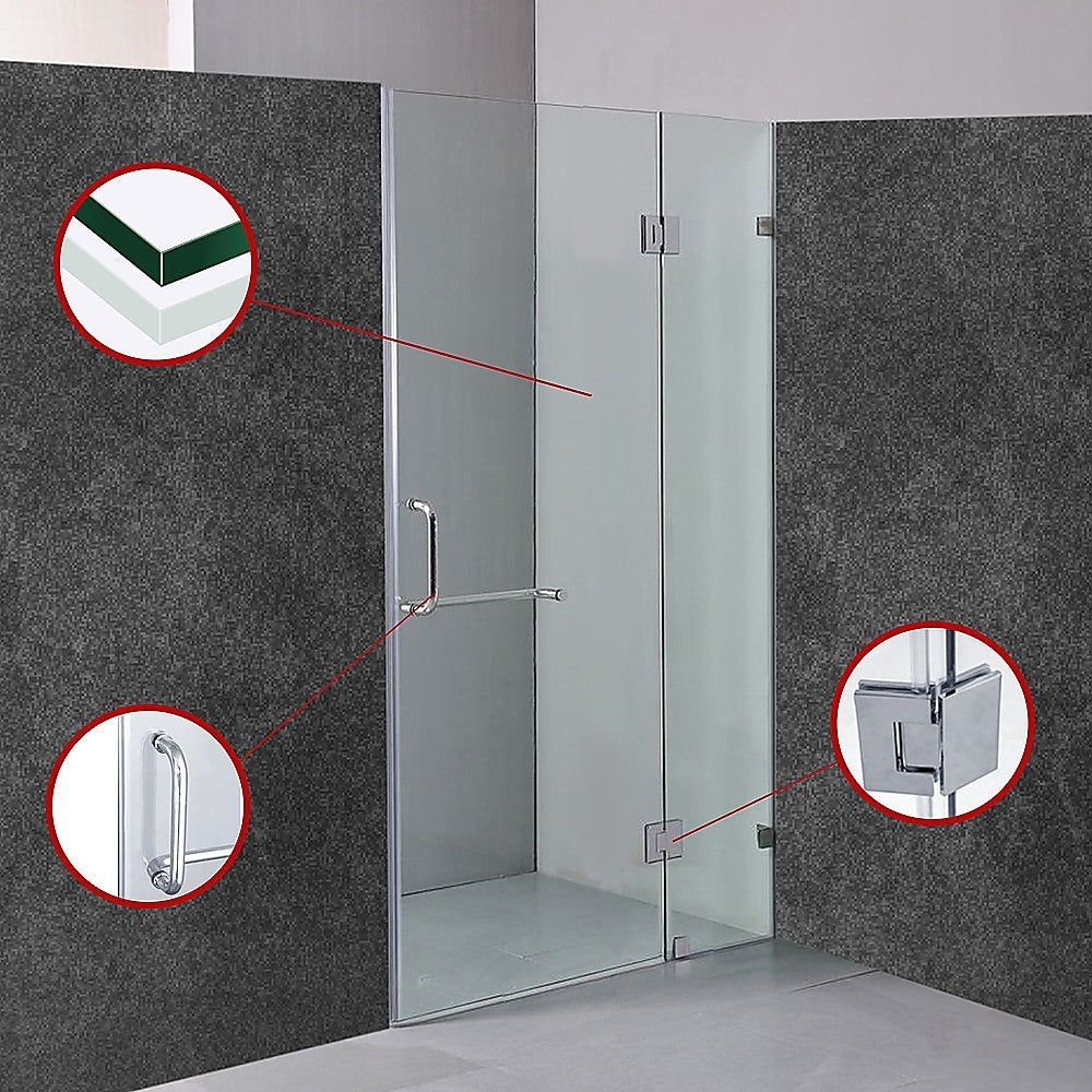 Della Francesca 100x200cm Frameless Shower Screen - 10mm Tempered Glass for Bathroom - Wall to Wall Installation, Modern Design for Home & Hotel Use