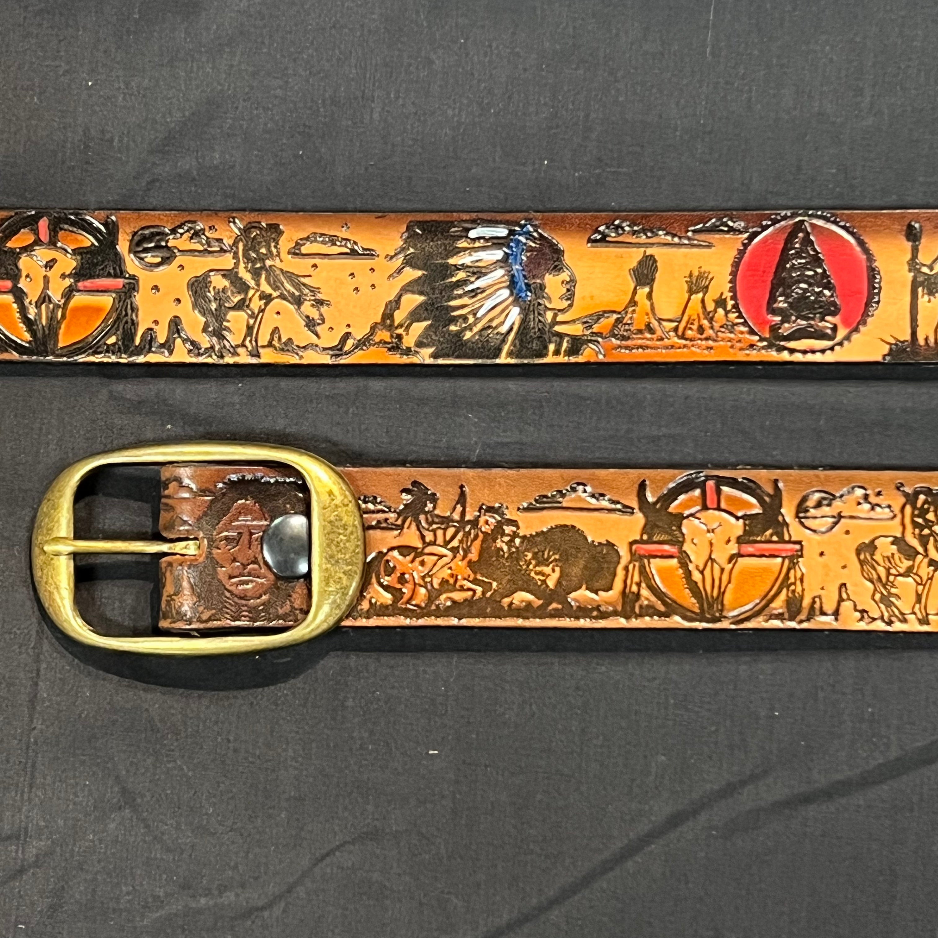 Hand-Painted Leather Belt with Traditional Indian Design - Perfect for Festivals, Weddings, and Boho Fashion Outfits