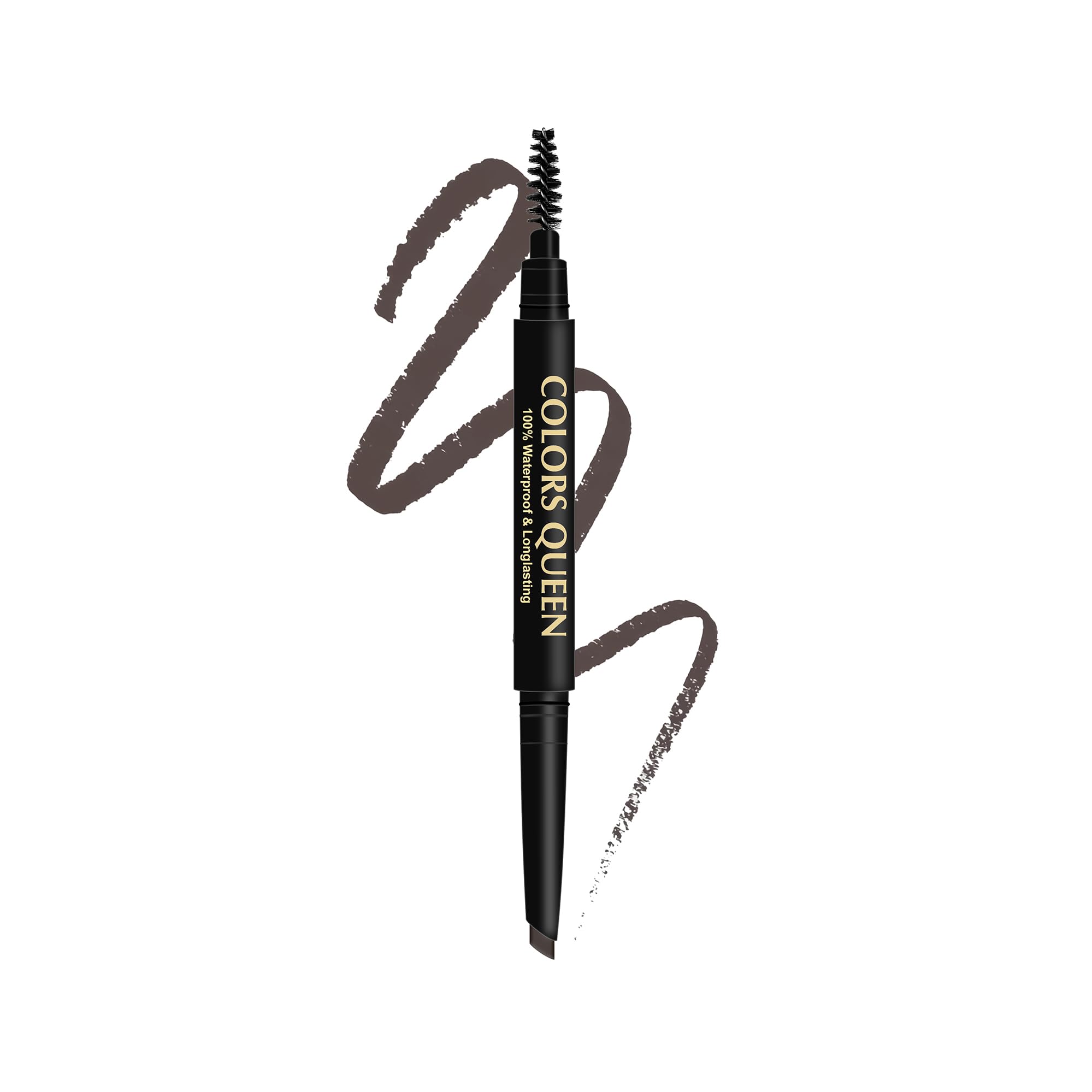 Colors Queen Brow Master Eyebrow Pencil with Spoolie Brush - Waterproof, Smudge Proof & Long Lasting - Natural Looking Brows for Everyday Makeup (Brown) | Perfect for Work, Date Night & Special Occasions
