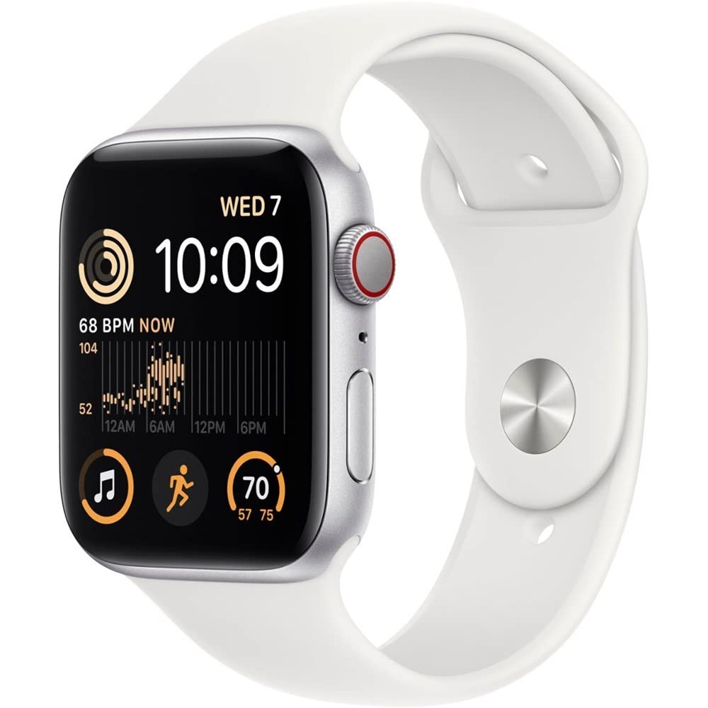 Apple Watch SE 2022 (44mm) GPS + Cellular Unlocked Smartwatch - Aluminum Case (Renewed Like New) for Fitness Tracking, Notifications & Calls | Perfect for Running, Workouts & Daily Use