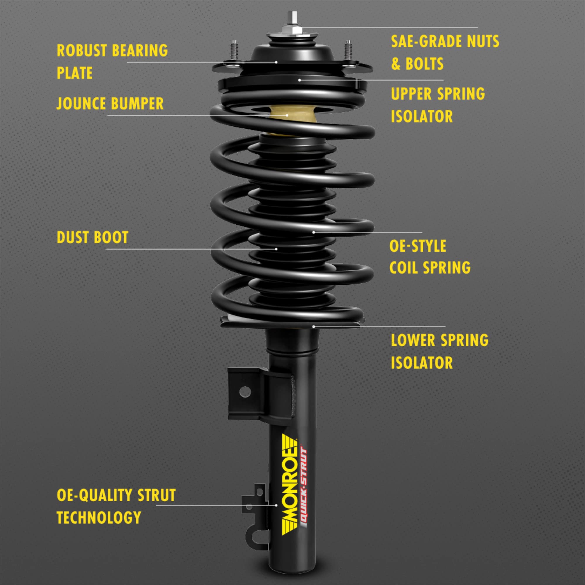 Monroe Quick-Strut 272970 Complete Suspension Strut & Coil Spring Assembly - Compatible with Honda Accord 2003-2007 - Smooth Ride & Easy Installation for Sedans