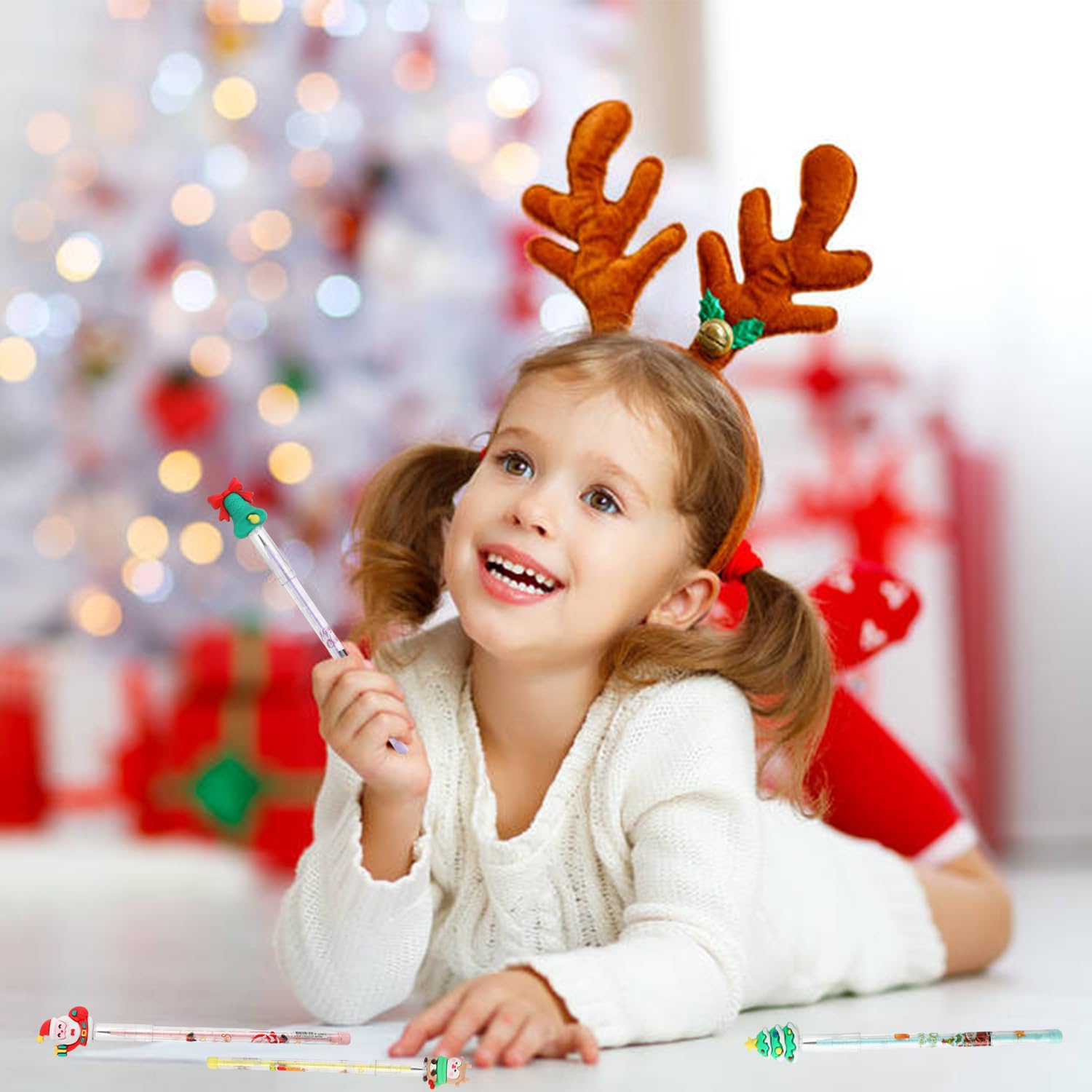 24-Piece Christmas Stackable Pencils Bulk Pack - Holiday Mechanical Push Pencils for Kids, Party Supplies, Classroom Rewards & Gifts - Perfect for Christmas Decorations, School Prizes & Holiday Celebrations