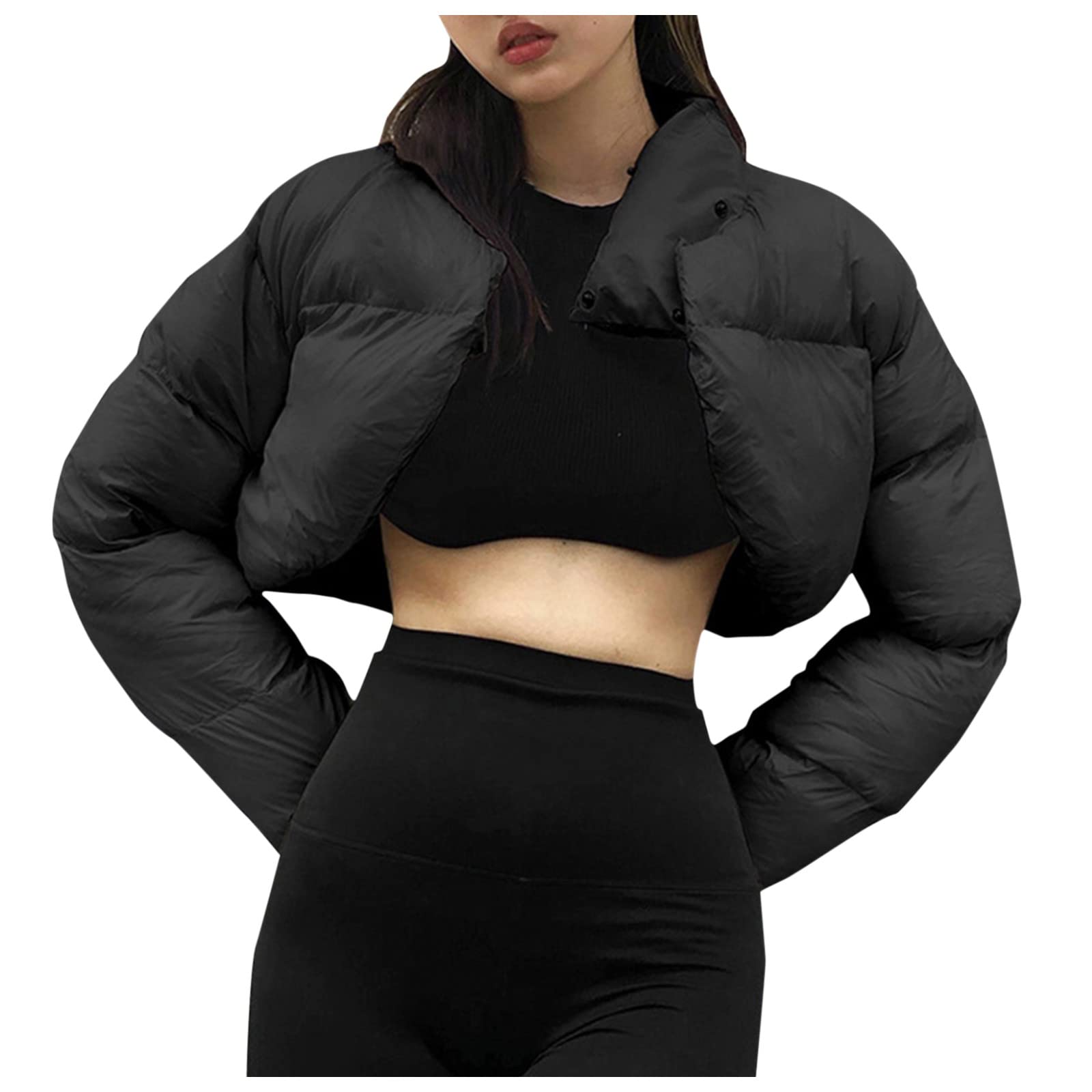 Women's Lightweight Cropped Puffer Vest - Winter Warm Down Jacket, Bubble Coat for Outdoor Activities, Hiking & Casual Wear