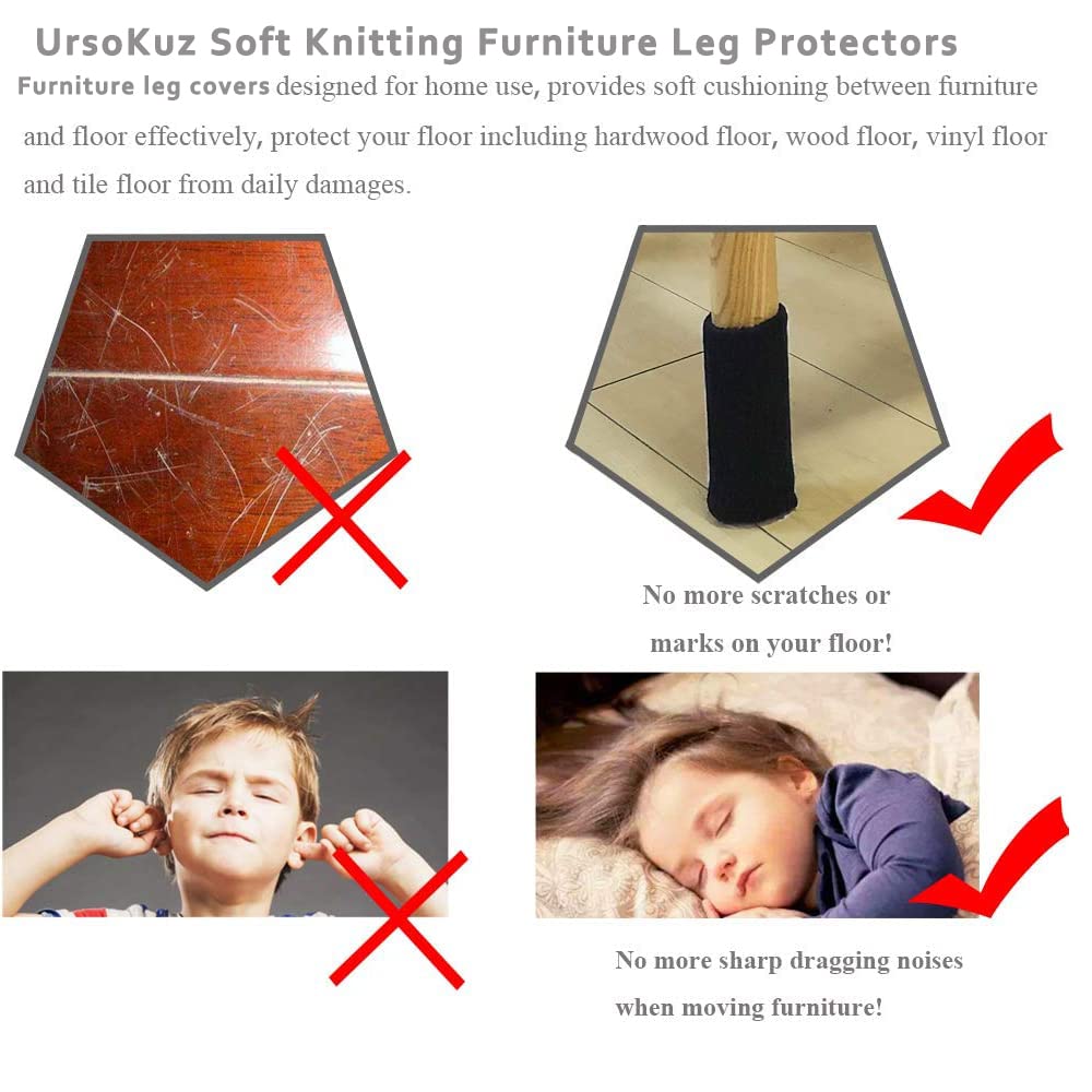 32PCS Non-Slip Furniture Leg Protectors - High Elastic Chair Leg Socks for Hardwood Floors, Fits Girth 2.7