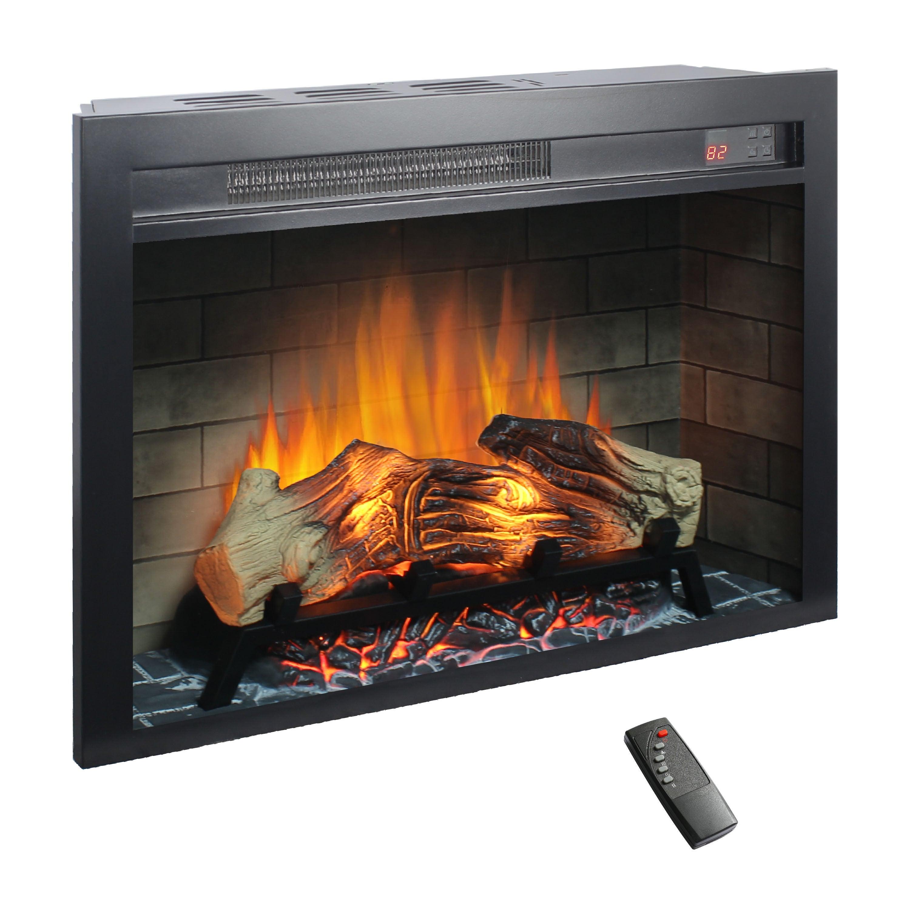 28 Inch Electric Fireplace Insert with Multicolored Flames - Realistic LED Fireplace Heater for Living Room, Bedroom & Office - Energy Efficient & Remote Control