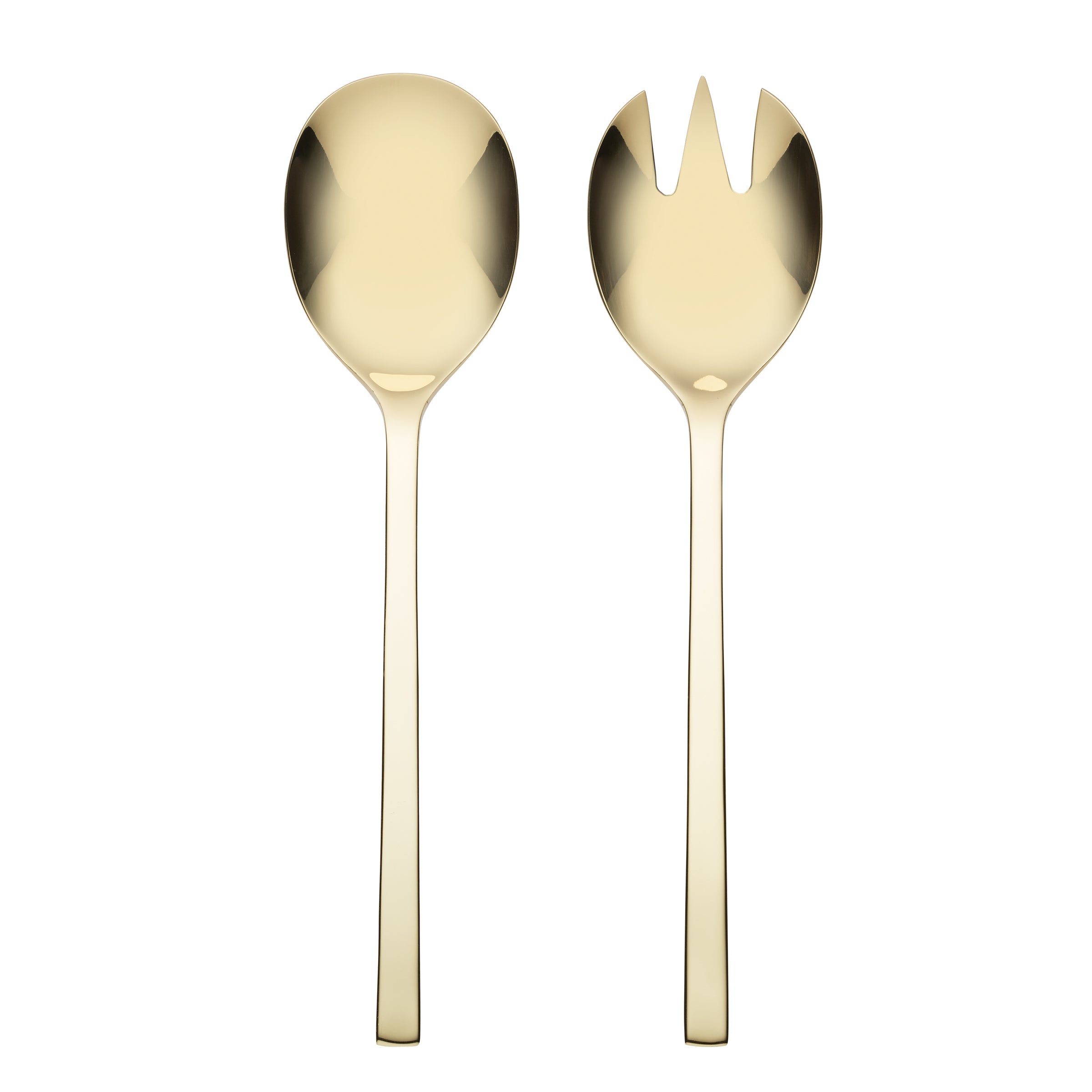 Allay Champagne 2-Piece Salad Serving Set - Stainless Steel Salad Tongs & Forks - Elegant Dinnerware for Parties, Picnics, and Family Gatherings