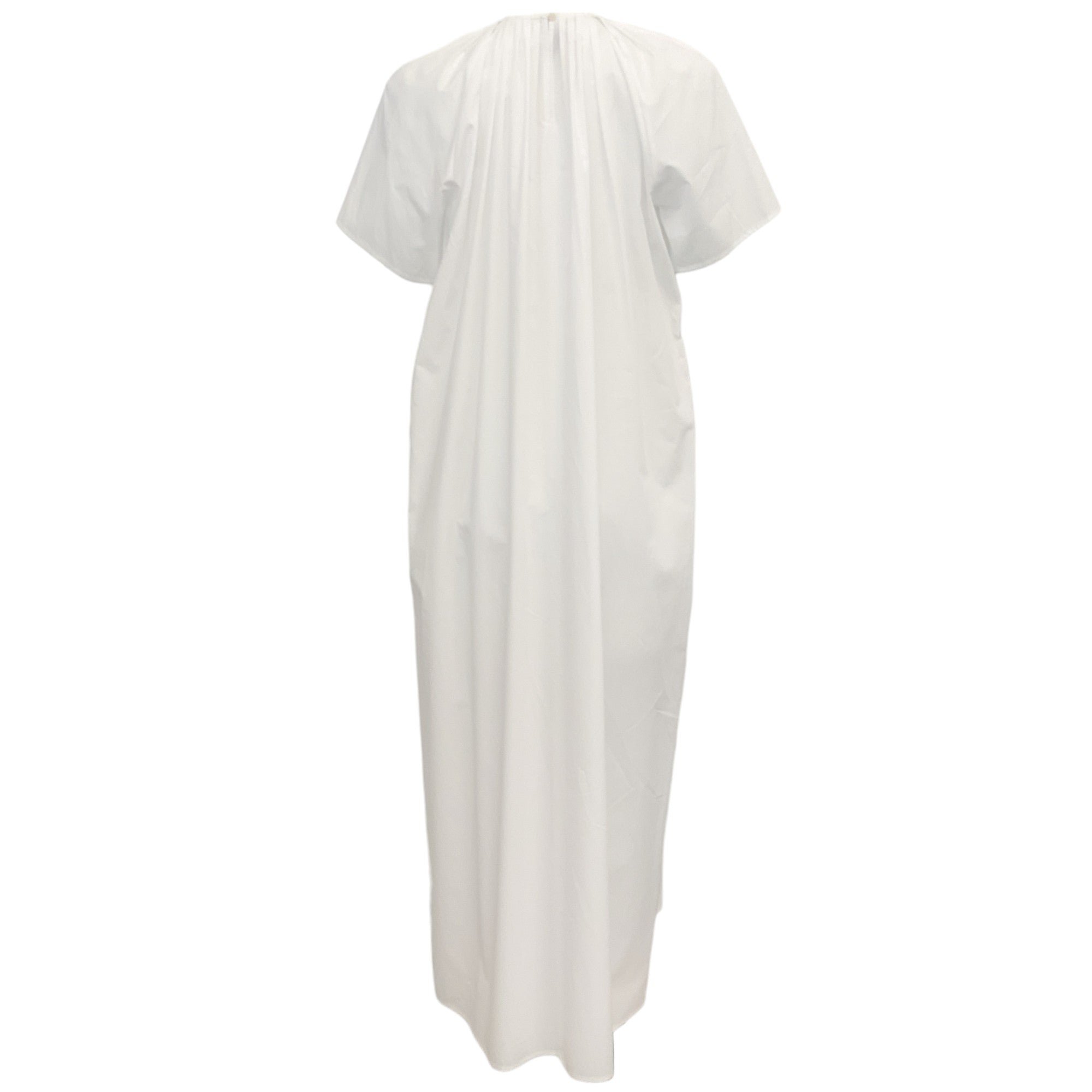 La Collection White Cotton Short Sleeve Maxi Dress - Women's Summer Beach Dress for Vacation, Wedding Guest & Boho Style