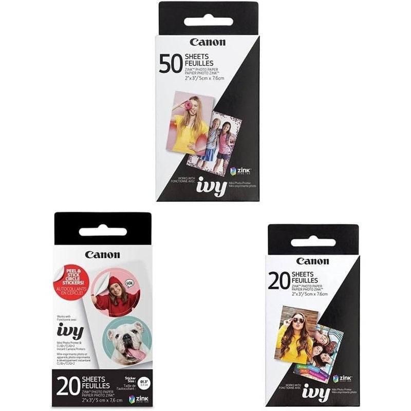 Canon ZINK 2x3 Inch Photo Paper - Zero Ink Technology for Vibrant Color Prints | Perfect for Instant Cameras, Photo Albums & DIY Crafts