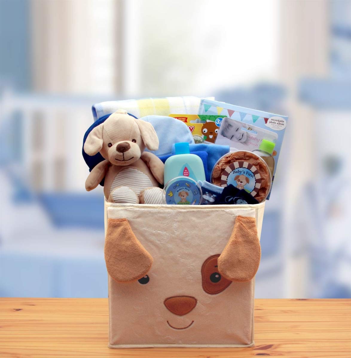 890731 Puppy Tails Newborn Baby Gift Basket - Perfect Baby Shower Present & Welcome Home Gift for New Parents
