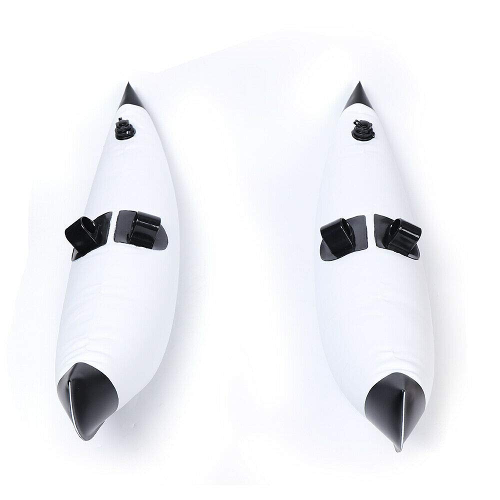 DNYSYSJ 2 Pack Heavy Duty PVC Inflatable Kayak Outrigger Stabilizers - White/Blue Fishing Boat Floats with Hardware Kit for Kayaks, Canoes & Boats | Perfect for Paddling, Fishing & Water Sports Adventures
