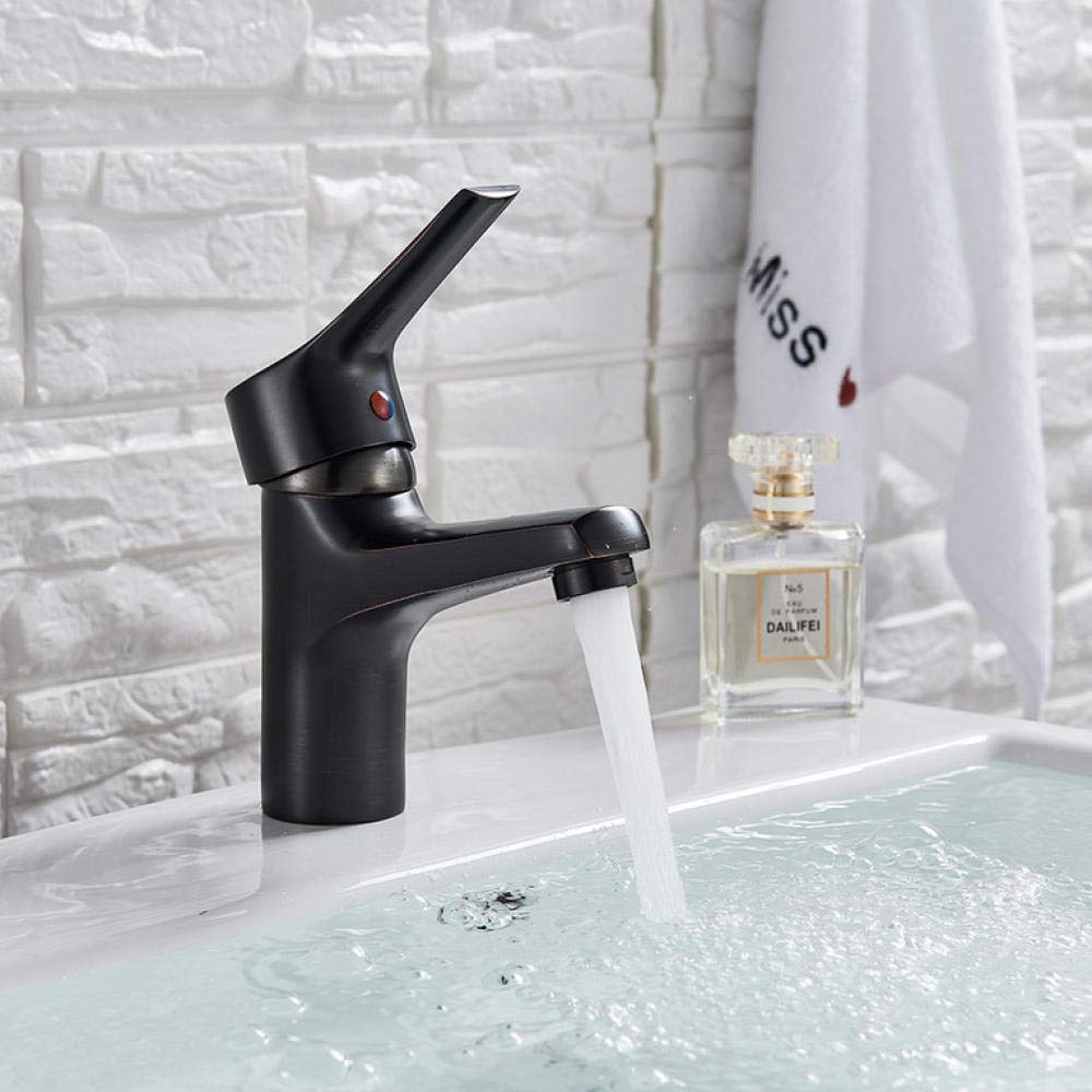 Elegant Black Bronze Brass Vessel Sink Faucet - Hot & Cold Water Bathroom Basin Mixer Tap for Modern Vanity & Powder Room Decor